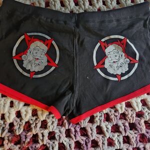 Too Fast Black and Red Devil Santa Shorts
